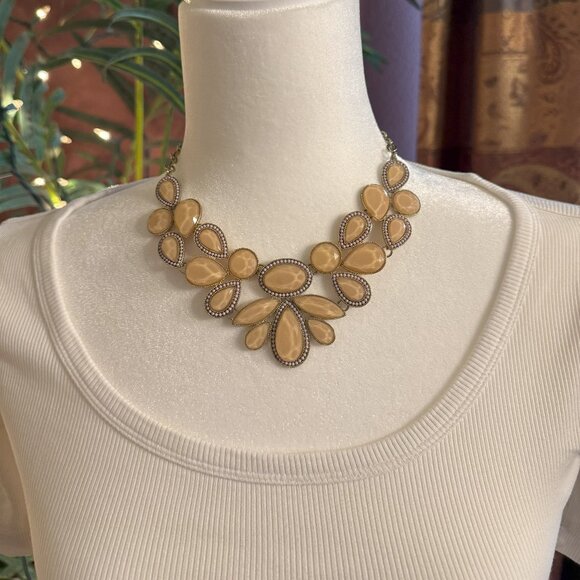 Adjustable Statement Bib Necklace in Blush - Picture 3 of 6